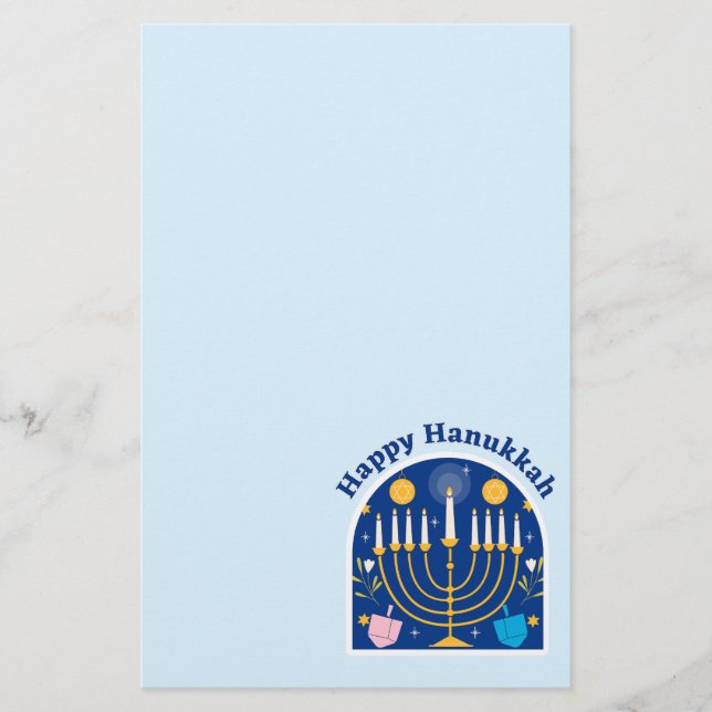 Happy Hanukkah Holiday Festive Stationery (Front)
