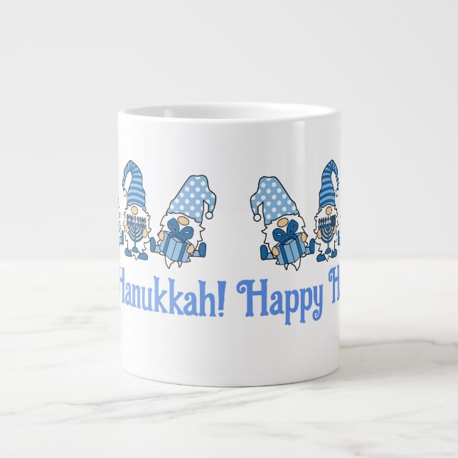 Happy Hanukkah Holiday Gnome  Large Coffee Mug (Front)
