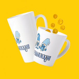 Happy Hanukkah Holiday Gnome Latte Mug