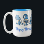 Happy Hanukkah Holiday Gnome  Two-Tone Coffee Mug<br><div class="desc">Did you know there were Hanukkah Gnomes? This super cute mug in blue and white is so fun for the 8 days of Hanukkah! Perfect for hot chocolate, coffee or tea with your Jelly Doughnuts, or fill it with Hanukkah gelt (gold foil wrapped chocolate coins), dreidels, rugelah, spicy herbal tea...</div>