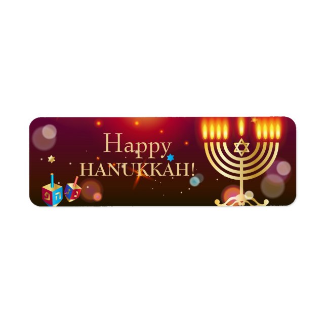Happy Hanukkah Holiday Gold Hanukkah Menorah (Front)