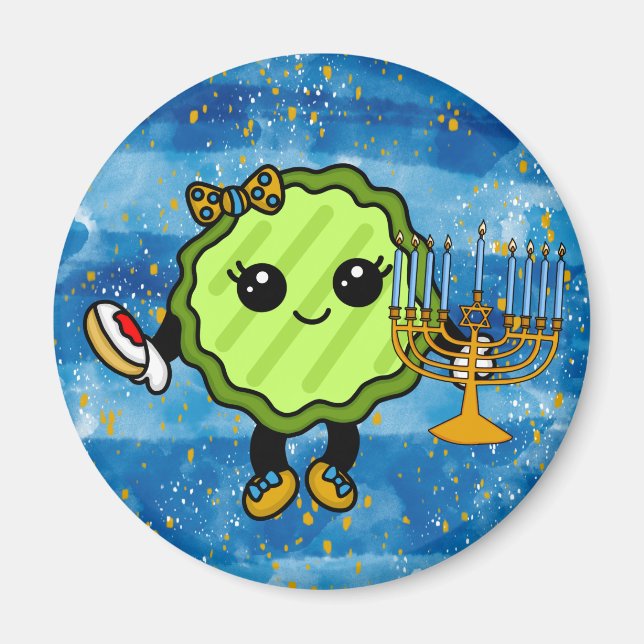 Happy Hanukkah Holiday Pickle  Magnet (Front)