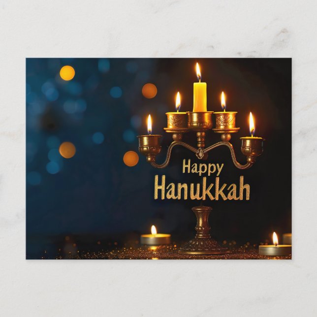 Happy Hanukkah Holiday Postcard (Front)