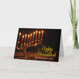 Happy Hanukkah - Illuminated Nine Candle Menorah Holiday Card