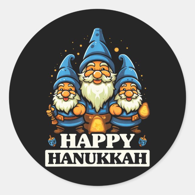 Happy Hanukkah Jewish Chanukah Jew Hebrew Classic Round Sticker (Front)