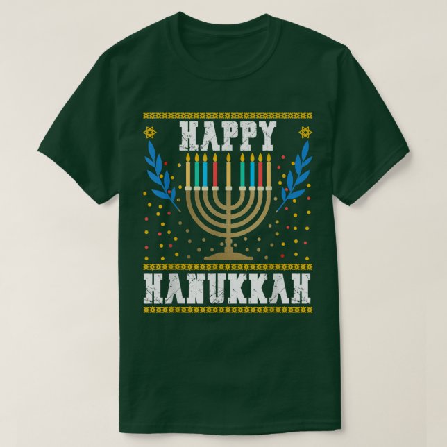 Happy Hanukkah Jewish Christmas Menorah Hanukkah T T-Shirt (Design Front)