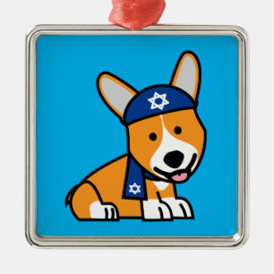 Happy Hanukkah Jewish Corgi Corgis Dog Puppy Metal Tree Decoration