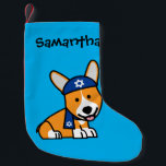 Happy Hanukkah Jewish Corgi Corgis Dog Puppy Small Christmas Stocking<br><div class="desc">I love Hanukkah and Corgi dogs. Corgis are so cute with their short little legs.  That's why I made a Hanukkah Corgi. Thank you for looking at Happy Food designs! Berenice Limon ©. www.zazzle.com/kitteh03* for more designs!</div>