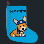 Happy Hanukkah Jewish Corgi Corgis Dog Puppy Small Christmas Stocking<br><div class="desc">I love Hanukkah and Corgi dogs. Corgis are so cute with their short little legs.  That's why I made a Hanukkah Corgi. Thank you for looking at Happy Food designs! Berenice Limon ©. www.zazzle.com/kitteh03* for more designs!</div>