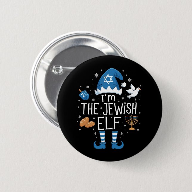 Happy Hanukkah Jewish Elf Family Group Christmas  6 Cm Round Badge (Front & Back)