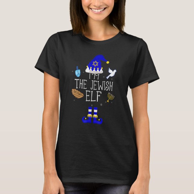 Happy Hanukkah Jewish Elf Family Group Christmas P T-Shirt (Front)