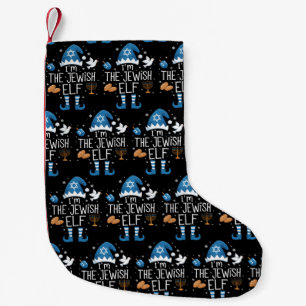 Happy Hanukkah Jewish Elf Family Group Christmas  Small Christmas Stocking