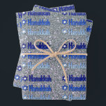 Happy Hanukkah Jewish Holiday Gift Wrapping Paper<br><div class="desc">Happy Hanukkah Jewish Holiday Gift Wrapping Paper Sheets Blue Silver.  No glitter used in design</div>