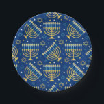 Happy Hanukkah Jewish Star Menorah Blue Paper Plat Paper Plate<br><div class="desc">Happy Hanukkah,  Menorah,  Jewish star,  blue paper plates.</div>