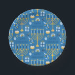 Happy Hanukkah Jewish Star Menorah Blue  Paper Plate<br><div class="desc">Happy Hanukkah,  Menorah,  Jewish star,  blue paper plates.</div>