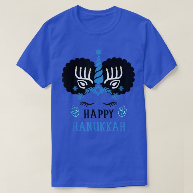 Happy Hanukkah Jewnicorn Merry Christmas Chanukah  T-Shirt (Design Front)