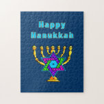 Happy Hanukkah Jigsaw Puzzle<br><div class="desc">Personalised gifts that say "Happy Hanukkah" feature Jewish Star and candles ready to light each special night. Happy holidays and have a wonderful New Year!</div>