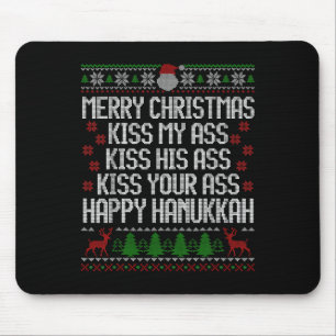 Happy Hanukkah Kiss My His Your Merry Christmas Mouse Pad