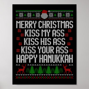 Happy Hanukkah Kiss My His Your Merry Christmas  Poster