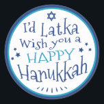 HAPPY Hanukkah Labels round I'd Latka wish you<br><div class="desc">HAPPY Hanukkah Labels round I'd Latka wish you</div>