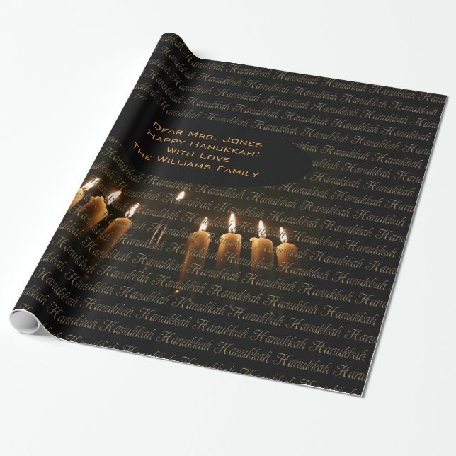 Happy Hanukkah Lamp Menorah Lights Candle Chanukah Wrapping Paper (Unrolled)
