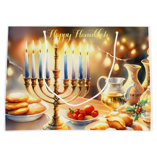 Happy Hanukkah Large Gift Bag (Front)