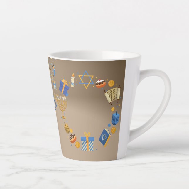 Happy Hanukkah Latte Mug in Brown (Right)