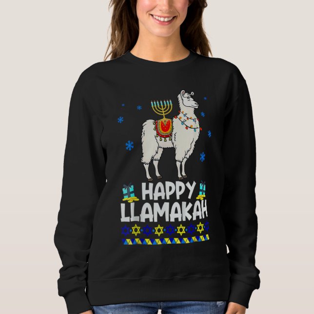 Happy Hanukkah Llama  Happy Llamakah Squad Cute Al Sweatshirt (Front)