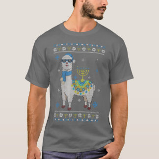 Happy Hanukkah Llama Menorah  Cute Alpaca Chanukah T-Shirt