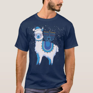 Happy Hanukkah Llamakkah Llama Menorah Alpaca Jewi T-Shirt