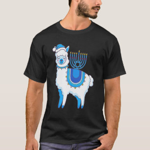 Happy Hanukkah Llamakkah Llama Menorah Alpaca Jewi T-Shirt