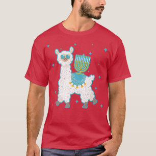 Happy Hanukkah Llamakkah Llama Menorah Alpaca Jewi T-Shirt