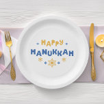 "Happy Hanukkah" Love and Light Paper Plate<br><div class="desc">Festive personalised Hanukkah design.</div>