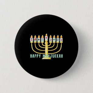 Happy Hanukkah Mahjong Menorah Mahjukkah Chanukkah 6 Cm Round Badge