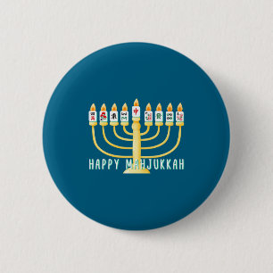 Happy Hanukkah Mahjong Menorah Mahjukkah Chanukkah 6 Cm Round Badge