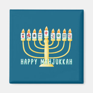 Happy Hanukkah Mahjong Menorah Mahjukkah Chanukkah Magnet
