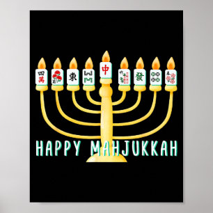 Happy Hanukkah Mahjong Menorah Mahjukkah Chanukkah Poster