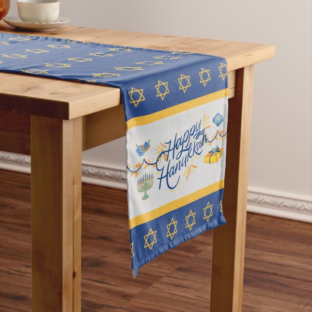 Happy Hanukkah Medium Table Runner (In Situ)