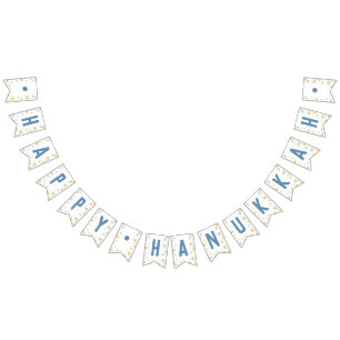 Happy Hanukkah & Mehorah + Star of David Pattern Bunting