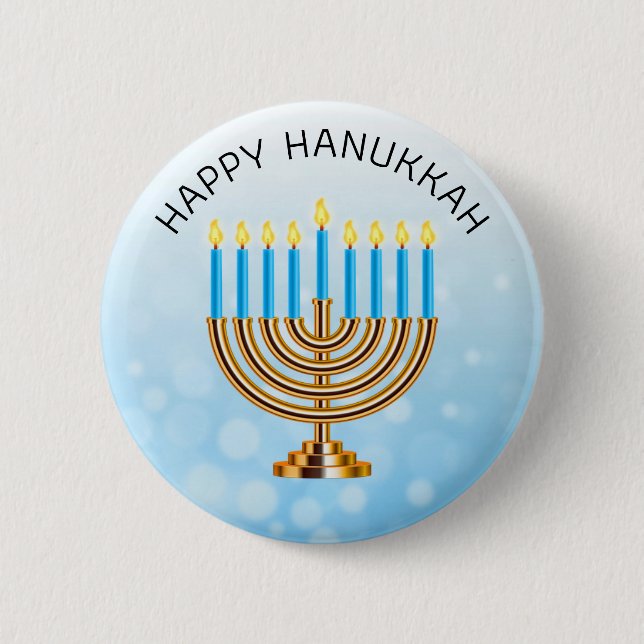 Happy Hanukkah Menorah 6 Cm Round Badge (Front)