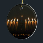 Happy Hanukkah Menorah Burning Candles Elegant Ceramic Tree Decoration<br><div class="desc">Happy Hanukkah Gift Menorah Burning Candles Elegant Ceramic Ornament,  you can change or delete the text</div>