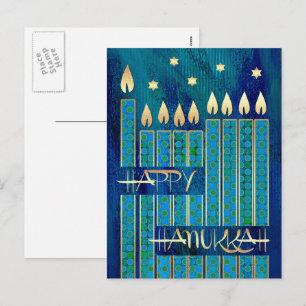 Happy Hanukkah. Menorah Candles  Holiday Postcard