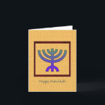 Happy Hanukkah Menorah Card<br><div class="desc">A chic colourful Menorah inside a red frame on a background of dark yellow. Perfect to send to your family and friends.</div>