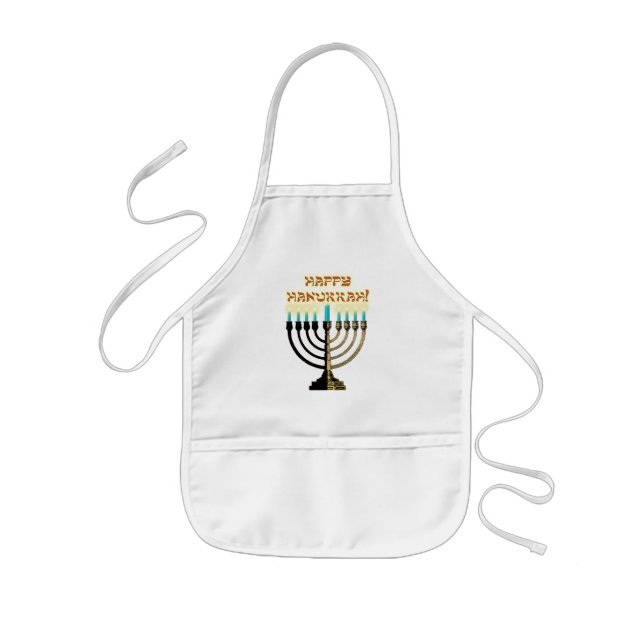 Happy Hanukkah Menorah Child's Apron (Front)