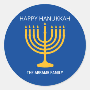 Happy Hanukkah Menorah  Classic Round Sticker