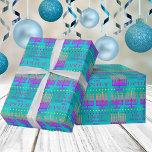 Happy Hanukkah Menorah Colourful Turquoise Pattern Wrapping Paper<br><div class="desc">Personalise this Happy Hanukkah wrapping paper in colourful turquoise blue with your name for truly unique gift wrap for your Festival Of Lights celebration. Perfect for kids of all ages, and adults too, a colourful pattern of Menorahs with the traditional nine candles shaded in vibrant colours of purple, hot pink,...</div>