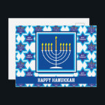🕎 Happy Hanukkah, Menorah, customisable Postcard<br><div class="desc">Happy Hanukkah with Menorah on white background. Fully customisable back.</div>