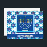 🕎 Happy Hanukkah, Menorah, customisable Postcard<br><div class="desc">Happy Hanukkah with Menorah on white background. Fully customisable back.</div>