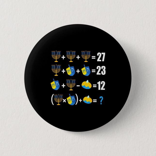 Happy Hanukkah Menorah Dreidel Doughnut Math Teach 6 Cm Round Badge (Front)