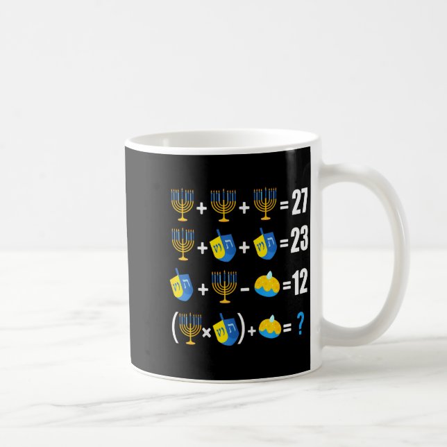 Happy Hanukkah Menorah Dreidel Doughnut Math Teach Coffee Mug (Right)